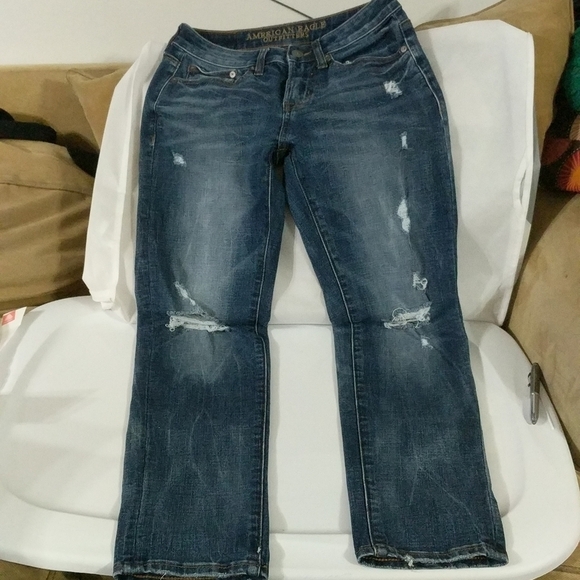 American Eagle 360 Extreme Flex Medium Wash Distressed Skinny Jeans - size 28x30 - Picture 5 of 8